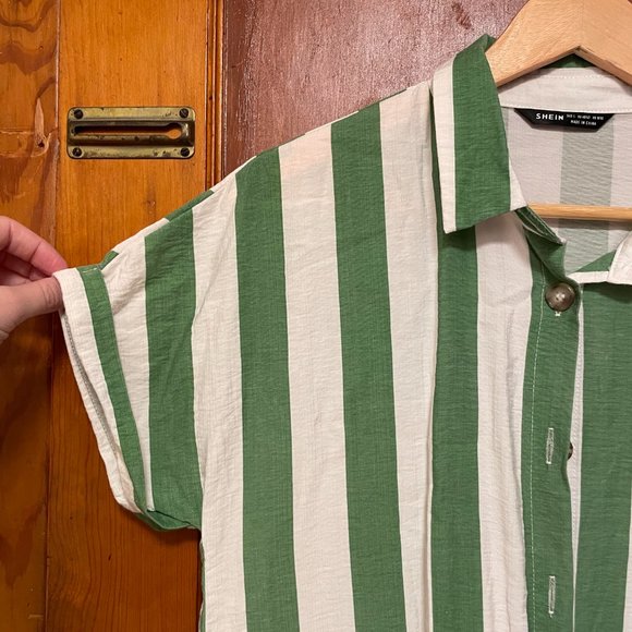 Gently Worn | Two-Tone Striped Button Front Shirt Dress - Picture 2 of 5